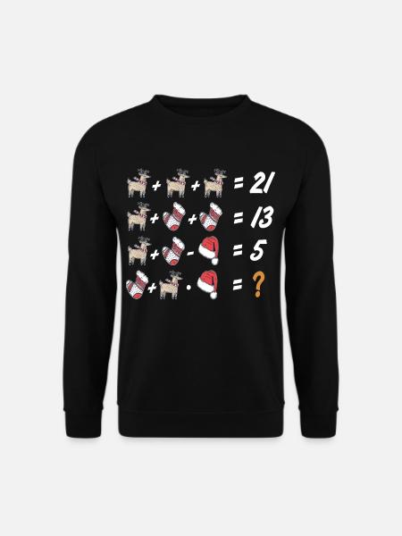 Ugly Xmas, Weihnachten, Mathematik, Aufgabe Mathe - Unisex Pullover - Schwarz