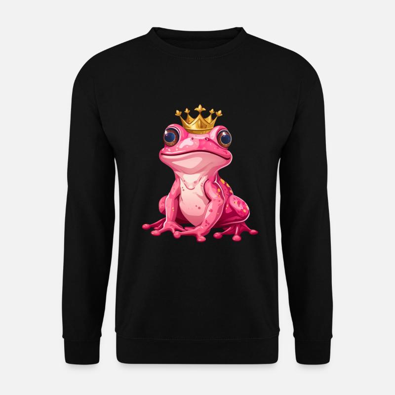 süße rosa pink Frosch Prinzessin mit golden Krone - Unisex Pullover - Schwarz