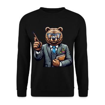 Cute Bear Teacher - Unisex Sweatshirt - black - Front - Alina (178cm) & Michal (187cm)