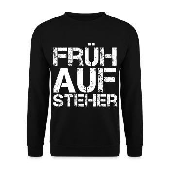 Frühaufsteher - Unisex Pullover - Schwarz - Vorne - Alina (178cm) & Michal (187cm)