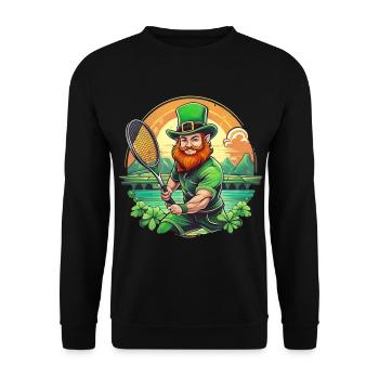 St. Patrick's Day Kleeblatt Tennis - Unisex Pullover - Schwarz - Vorne - Alina (178cm) & Michal (187cm)