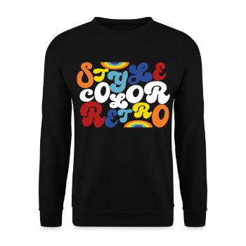 Style - Color - Retro (weiss) - Unisex Pullover - Schwarz - Vorne - Alina (178cm) & Michal (187cm)
