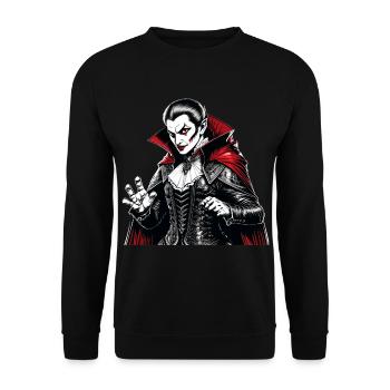 Gruseliges Halloween-partykostüm Vampir - Unisex Pullover - Schwarz - Vorne - Alina (178cm) & Michal (187cm)