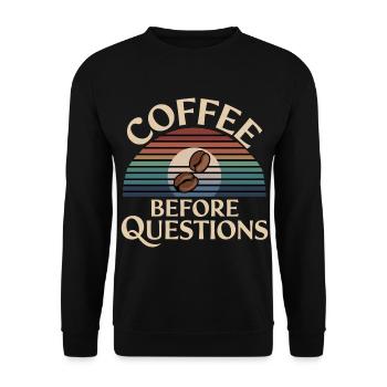 Coffee Before Questions 13 - Unisex Pullover - Schwarz - Vorne - Alina (178cm) & Michal (187cm)