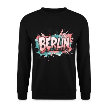 Ville de Berlin, Allemagne, Police de graffiti colorée - Sweat-shirt Unisexe - noir - Devant - Alina (178cm) & Michal (187cm)