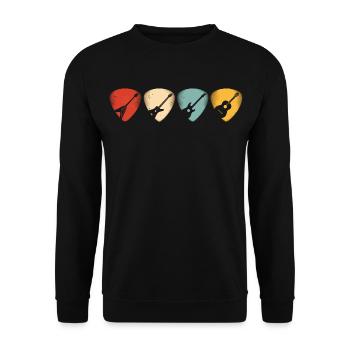 Akustikgitarre Herz Musikalisches Design - Unisex Pullover - Schwarz - Vorne - Alina (178cm) & Michal (187cm)