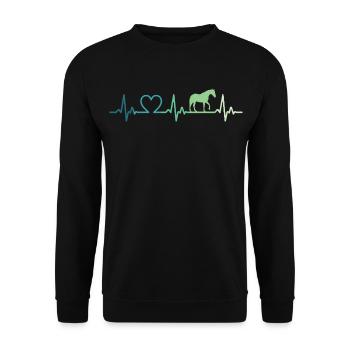 Mein Pferd, Herzschlag, Pferde, - Unisex Pullover - Schwarz - Vorne - Alina (178cm) & Michal (187cm)