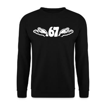 67 Six seven | Vintage Hands Logo - Unisex Sweatshirt - black - Front - Alina (178cm) & Michal (187cm)