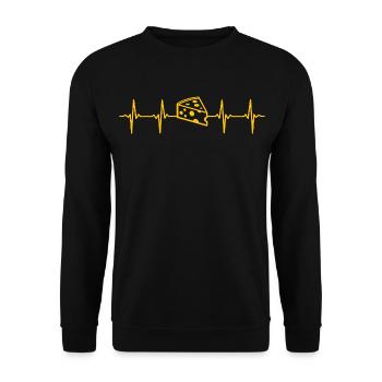  Käse Herzschlag Geschenk für Käseliebhaber - Unisex Pullover - Schwarz - Vorne - Alina (178cm) & Michal (187cm)