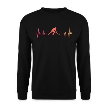 Feldhockey, Sonnenuntergangsherzschlag, Feldhockey - Unisex Pullover - Schwarz - Vorne - Alina (178cm) & Michal (187cm)