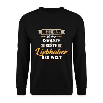 Dieser MANN - der coolste & beste Liebhaber - Unisex Pullover - Schwarz - Vorne - Alina (178cm) & Michal (187cm)