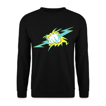 Zeus hand. Thunder gift - Unisex Sweatshirt - black - Front - Alina (178cm) & Michal (187cm)