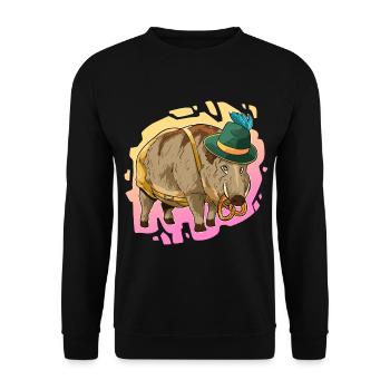 Boar Bayern Lederhose Gift - Unisex Sweatshirt - black - Front - Alina (178cm) & Michal (187cm)