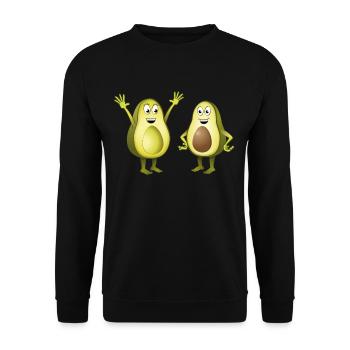 Cheerful illustration of two avocados - Unisex Sweatshirt - black - Front - Alina (178cm) & Michal (187cm)