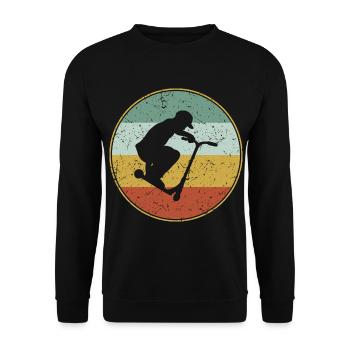 Vintage Stunt Scooter Pedal Scooter Boys Gift - Unisex Sweatshirt - black - Front - Alina (178cm) & Michal (187cm)