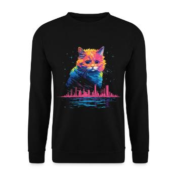 New York City, Cat, Meow, City, Skyline, America, USA - Unisex Sweatshirt - black - Front - Alina (178cm) & Michal (187cm)