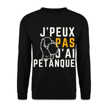 Ich kann kein Pétanque haben - Unisex Pullover - Schwarz - Vorne - Alina (178cm) & Michal (187cm)