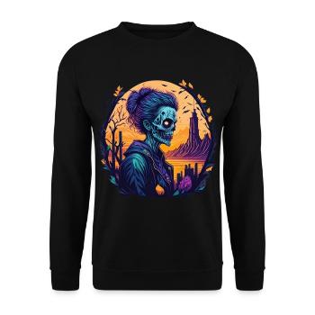 Gruseliges Halloween-partykostüm Zombie - Unisex Sweatshirt - black - Front - Alina (178cm) & Michal (187cm)