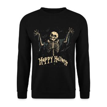 Happy Halloween - Creepy skeleton in shreds - Unisex Sweatshirt - black - Front - Alina (178cm) & Michal (187cm)