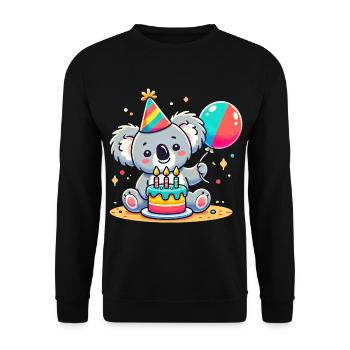 Koala Kid Celebrating Birthday - Unisex Pullover - Schwarz - Vorne - Alina (178cm) & Michal (187cm)