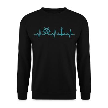 Boat Heartbeat Marine Captain - Unisex Sweatshirt - black - Front - Alina (178cm) & Michal (187cm)