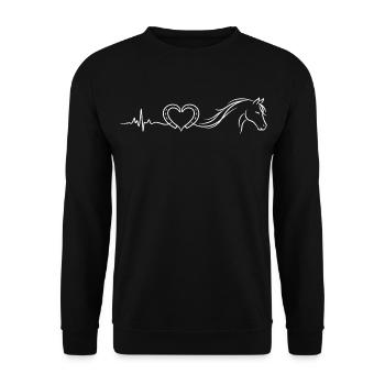 Horses Heartbeat – Rider Gift Idea - Unisex Sweatshirt - black - Front - Alina (178cm) & Michal (187cm)