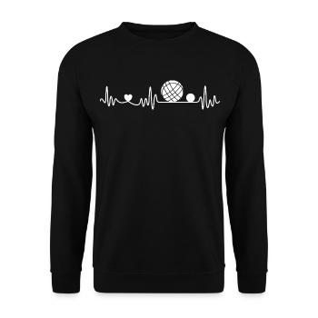 Bocce and Petanque Heartbeat Graphic - Unisex Sweatshirt - black - Front - Alina (178cm) & Michal (187cm)