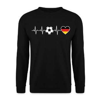 Herzschlag Deutschland – Fußball Power Design - Unisex Pullover - Schwarz - Vorne - Alina (178cm) & Michal (187cm)