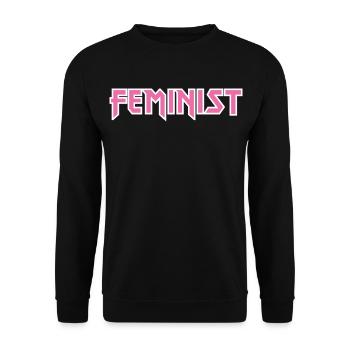 Feministisch (Heavy-Metal-Stil) - Unisex Pullover - Schwarz - Vorne - Alina (178cm) & Michal (187cm)