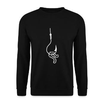 Hameçon avec ver - idée cadeau pour les pêcheurs de ver - Sweat-shirt Unisexe - noir - Devant - Alina (178cm) & Michal (187cm)