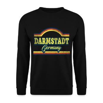 Darmstadt Germany City Font Vintage Retro - Unisex Sweatshirt - black - Front - Alina (178cm) & Michal (187cm)
