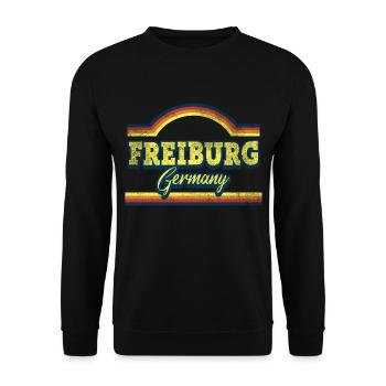Freiburg Germany City Font Vintage Retro - Unisex Sweatshirt - black - Front - Alina (178cm) & Michal (187cm)