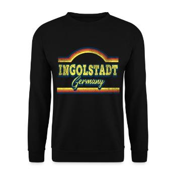 Ingolstadt Deutschland Stadt Schrift Vintage Retro - Unisex Pullover - Schwarz - Vorne - Alina (178cm) & Michal (187cm)