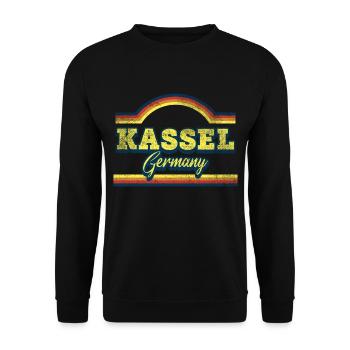 Kassel Germany City Font Vintage Retro - Unisex Sweatshirt - black - Front - Alina (178cm) & Michal (187cm)