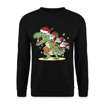 Noël, Dino, Noël, Trex Dinosaures, Gnomes - Sweat-shirt Unisexe - noir - Devant - Alina (178cm) & Michal (187cm)