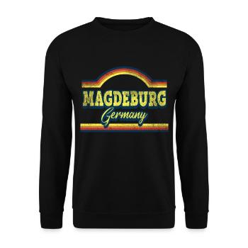 Magdebourg Allemagne Ville Police Vintage Retro - Sweat-shirt Unisexe - noir - Devant - Alina (178cm) & Michal (187cm)