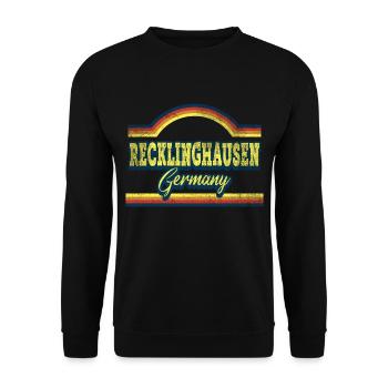 Recklinghausen Deutschland Stadt Vintage Retro - Unisex Pullover - Schwarz - Vorne - Alina (178cm) & Michal (187cm)