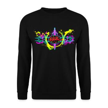 L.Gor Dolch Farbklecks - Unisex Pullover - Schwarz - Vorne - Alina (178cm) & Michal (187cm)