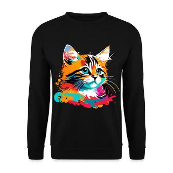 Kitten, Cat - Unisex Sweatshirt - black - Front - Alina (178cm) & Michal (187cm)