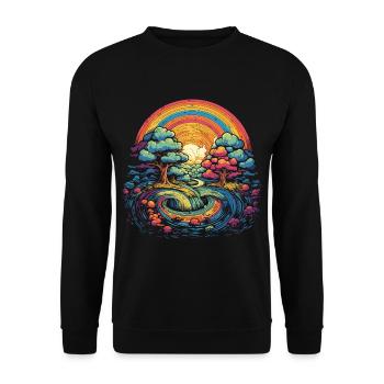 Regenbogen Wunderwelt - Unisex Pullover - Schwarz - Vorne - Alina (178cm) & Michal (187cm)