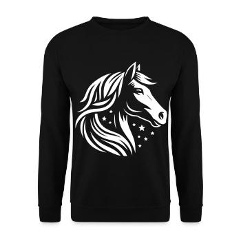 Pferdekopf Sterne - Unisex Pullover - Schwarz - Vorne - Alina (178cm) & Michal (187cm)