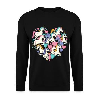 Unicorn Unicorns Heart Heart Shape Love Colorful Cute - Unisex Sweatshirt - black - Front - Alina (178cm) & Michal (187cm)