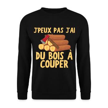 J peux pas j ai du bois à couper - Sweat-shirt Unisexe - noir - Devant - Alina (178cm) & Michal (187cm)