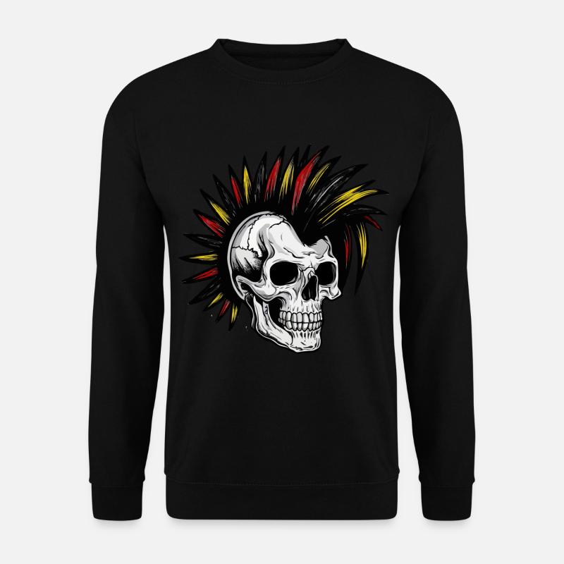 Irokese Deutschland Punker Fussballfan Skull - Unisex Pullover - Schwarz
