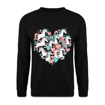Unicorn Unicorns Heart Heart Shape Love Colorful Cute - Unisex Sweatshirt - black - Front - Alina (178cm) & Michal (187cm)