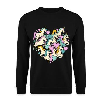 Unicorn Unicorns Heart Heart Shape Love Colorful Cute - Unisex Sweatshirt - black - Front - Alina (178cm) & Michal (187cm)