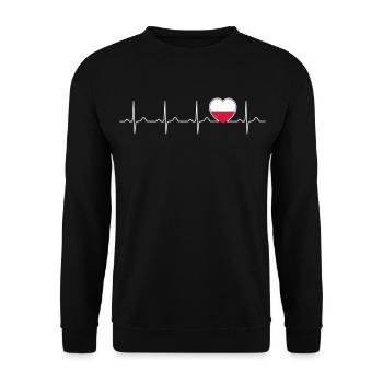 Polska heartbeat - my heart beats for Poland - Unisex Sweatshirt - black - Front - Alina (178cm) & Michal (187cm)