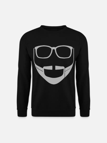 Männer Gesicht mit Vollbart und Brille - Unisex Pullover - Schwarz