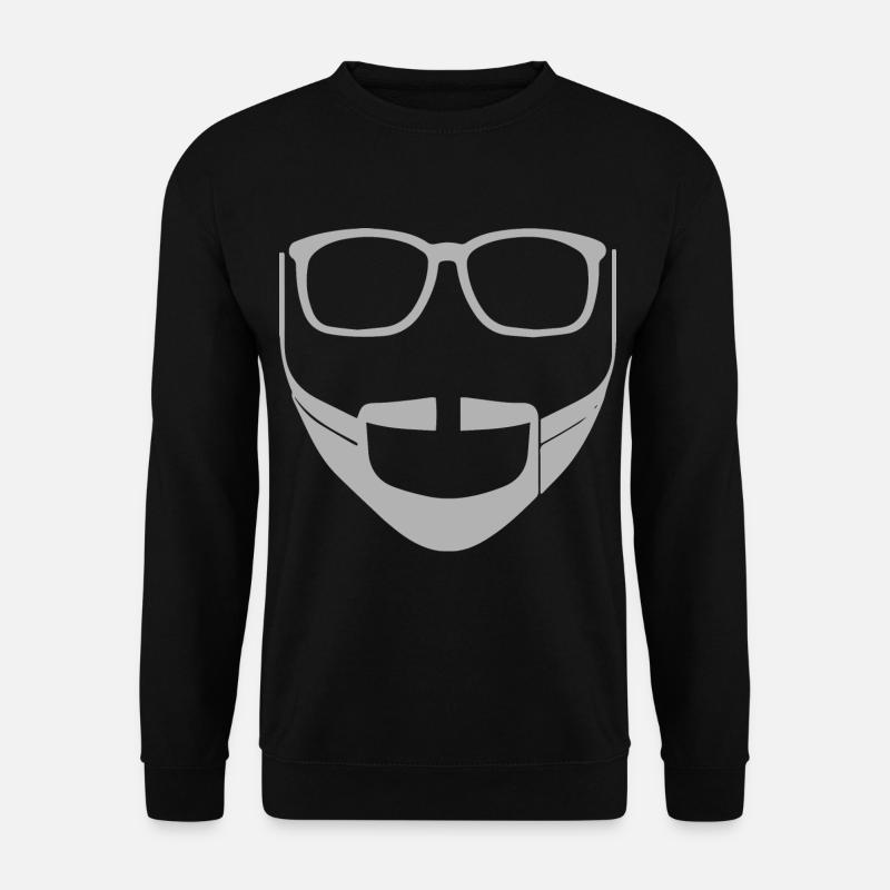 Männer Gesicht mit Vollbart und Brille - Unisex Pullover - Schwarz