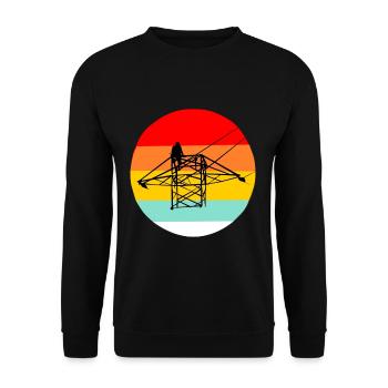 Electrician power pole gift electrical outlet - Unisex Sweatshirt - black - Front - Alina (178cm) & Michal (187cm)